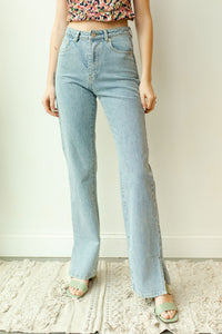 mode, side slit denim