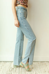 mode, side slit denim