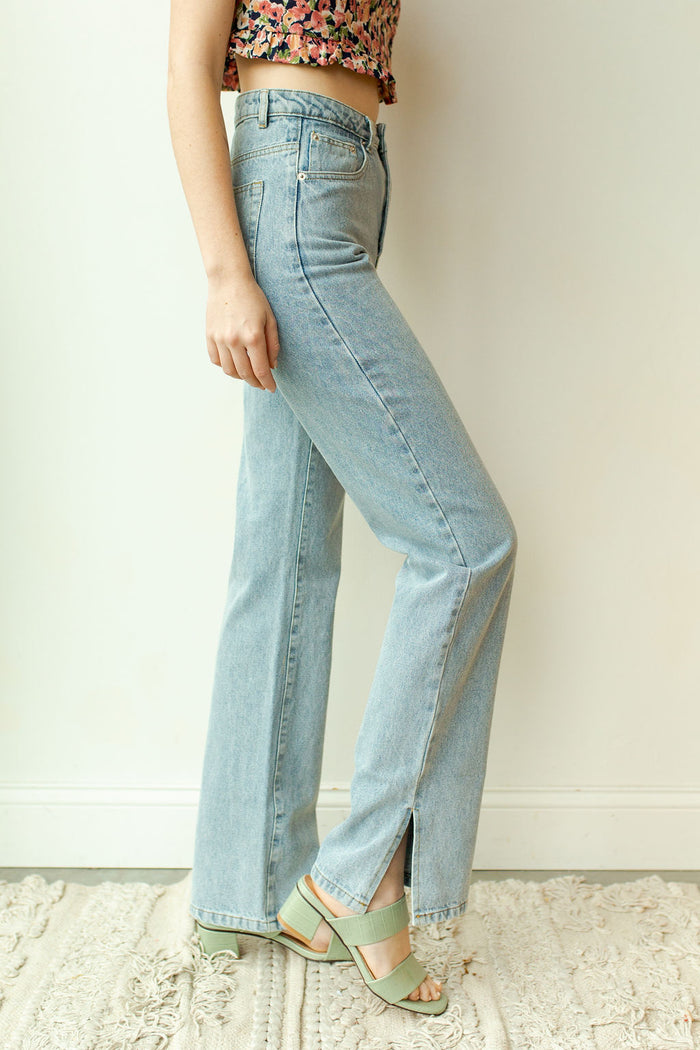 mode, side slit denim