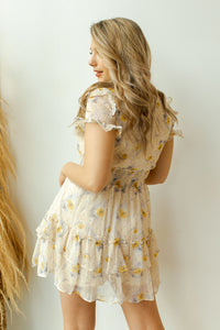 mode, moonlit floral dress
