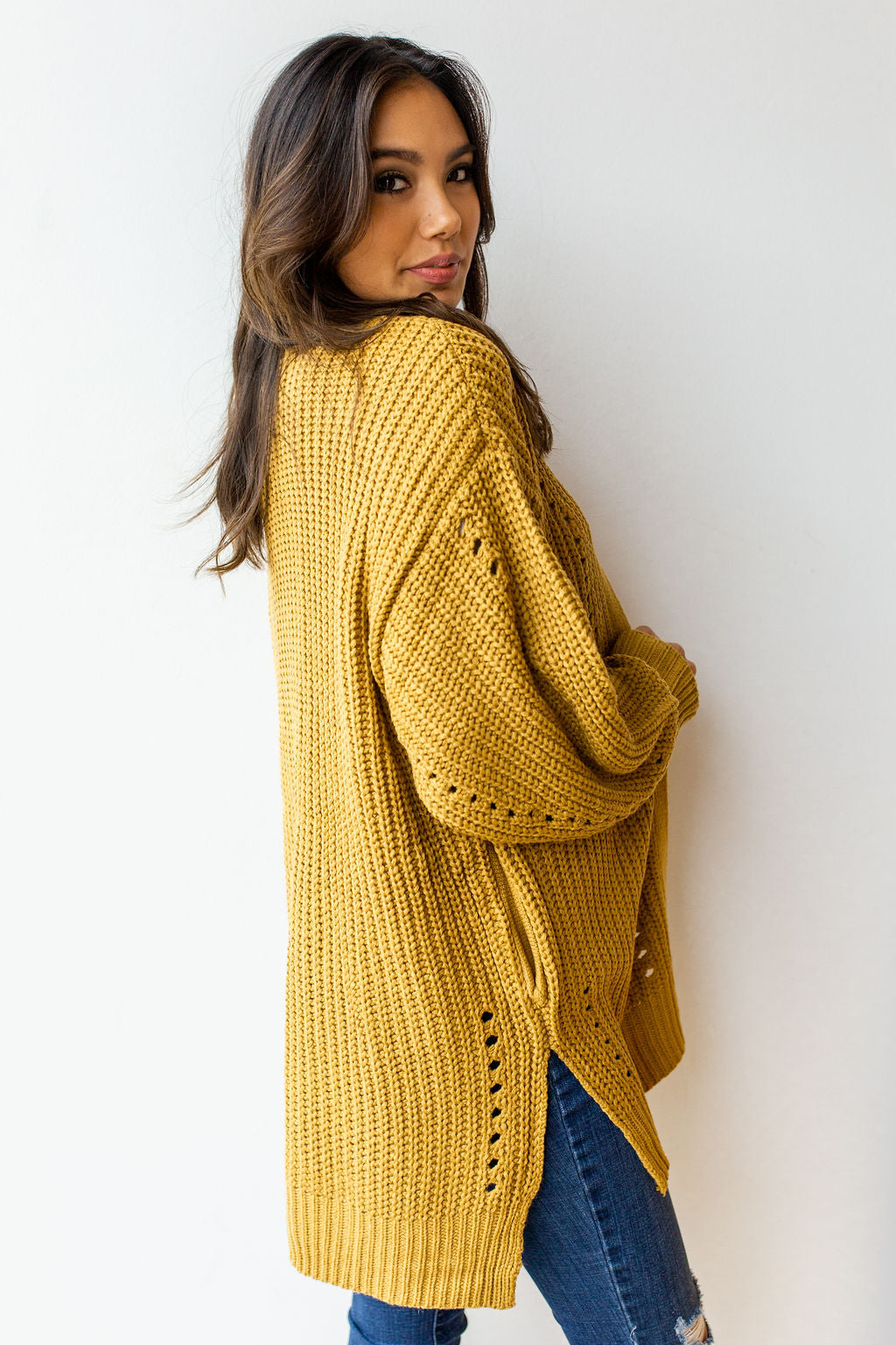 mode, right away chunky knit cardi