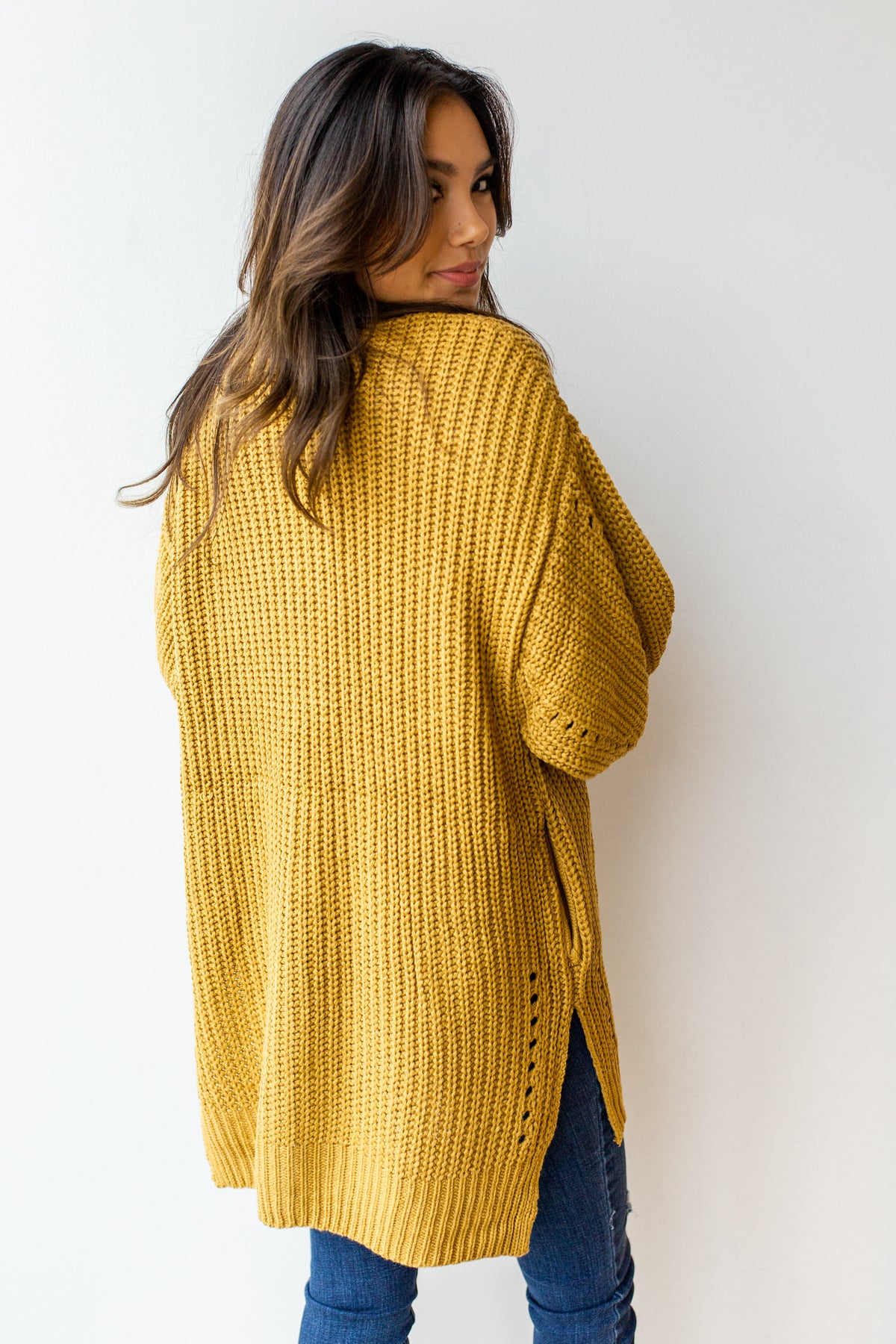 mode, right away chunky knit cardi