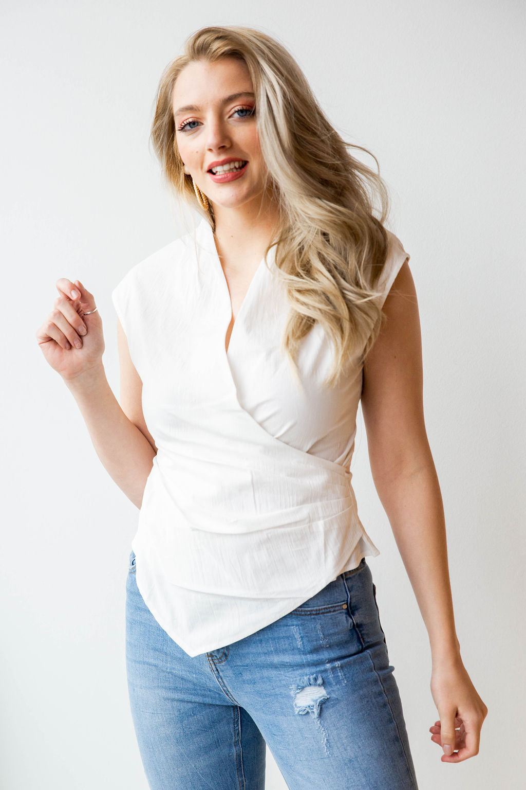 mode, wrap linen top