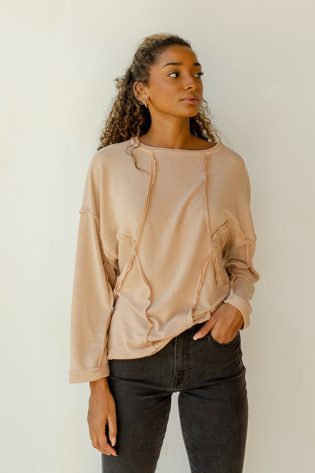 mode, stitch round neck top