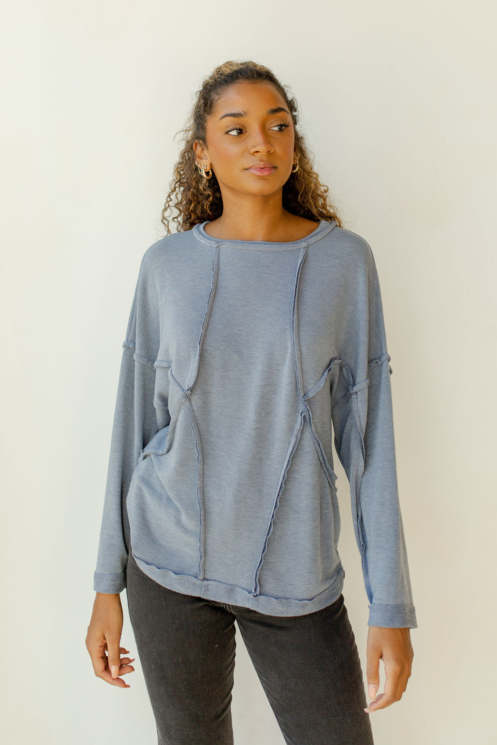 mode, stitch round neck top