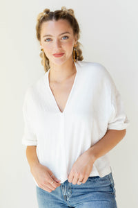 mode, v neck prim blouse
