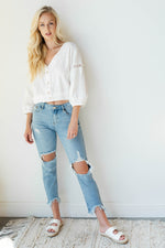 mode, half of my heart blouse