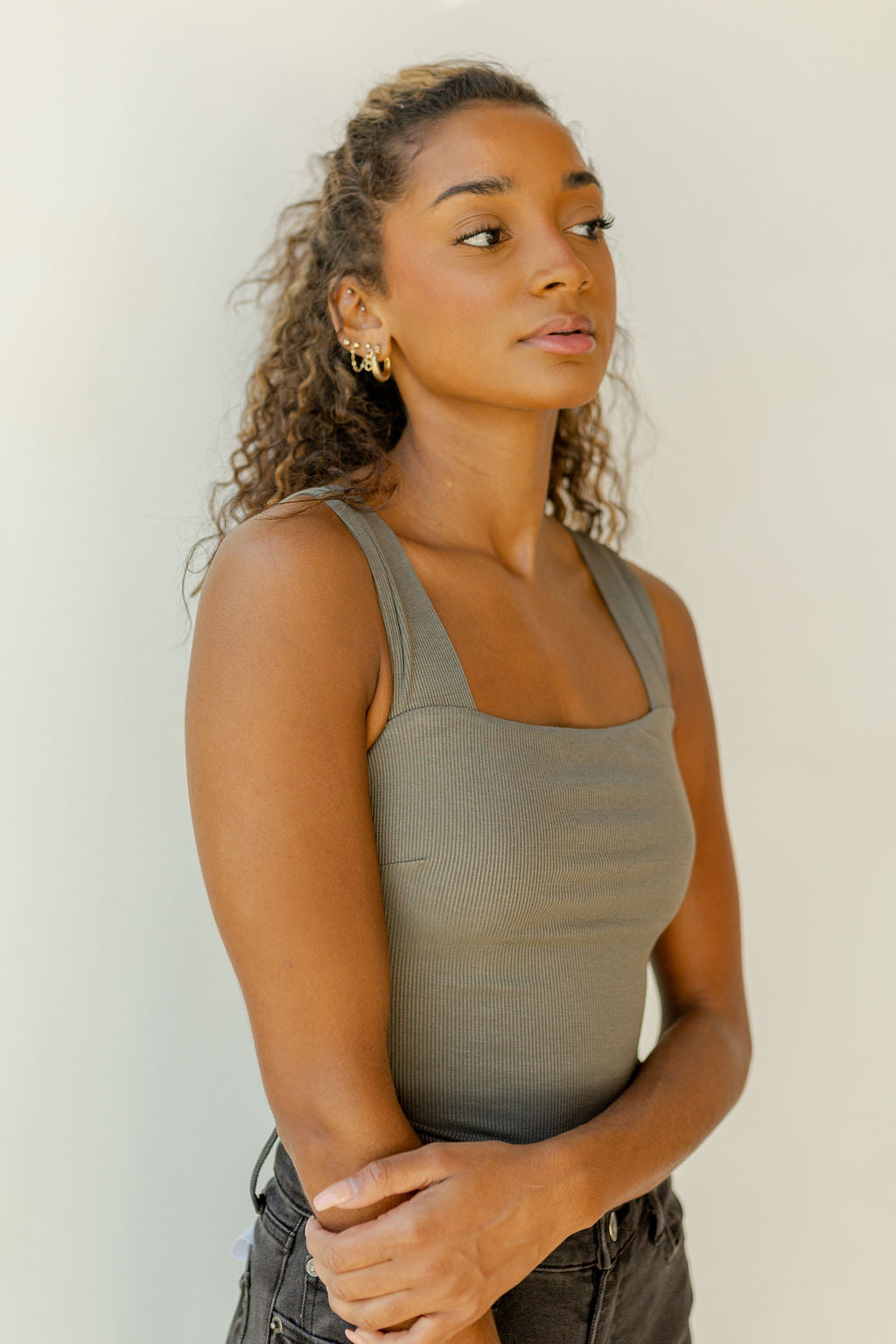 mode, Ellie ribbed square neck tank