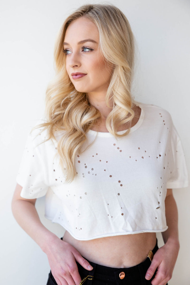 mode, little bit crop tee