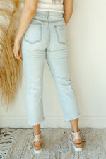 mode, mckenna mom cropped straight fit jean