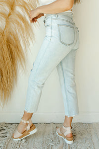 mode, mckenna mom cropped straight fit jean