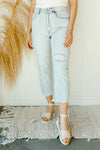 mode, mckenna mom cropped straight fit jean