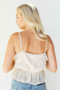 mode, leo ruffle cinch waist tank