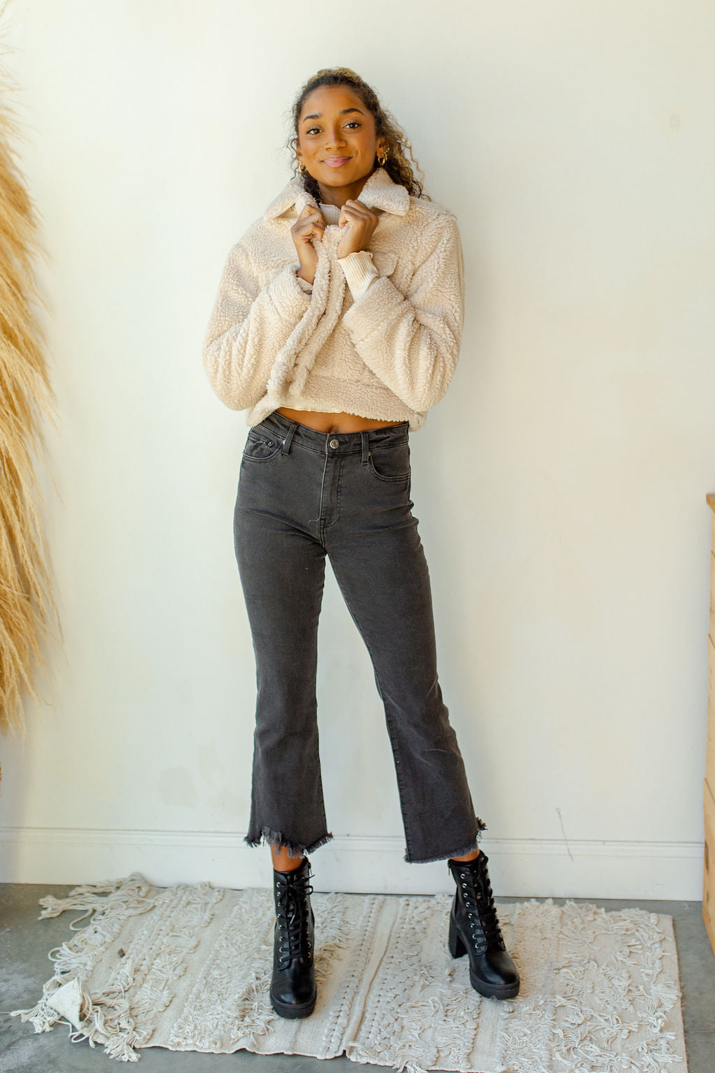 mode, teddy bear crop jacket