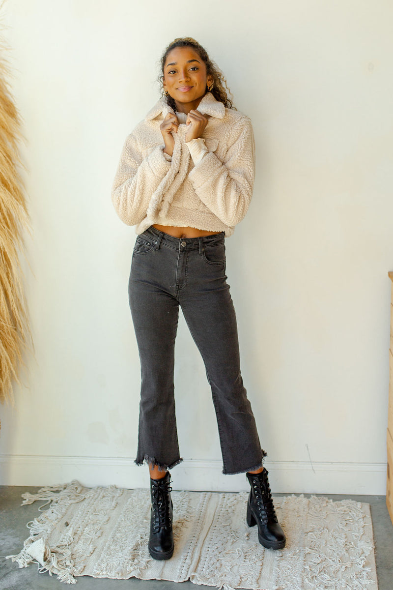 mode, teddy bear crop jacket