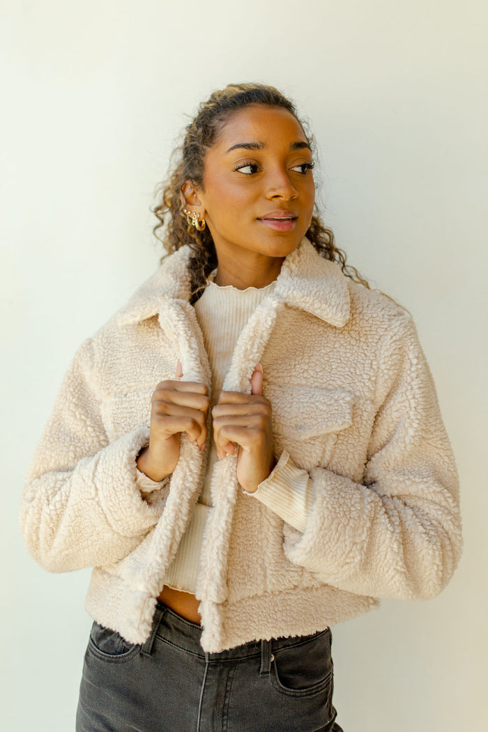 mode, teddy bear crop jacket