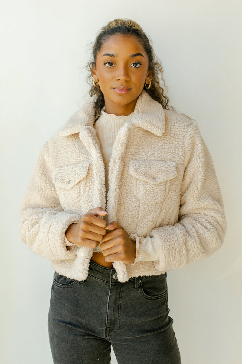 mode, teddy bear crop jacket