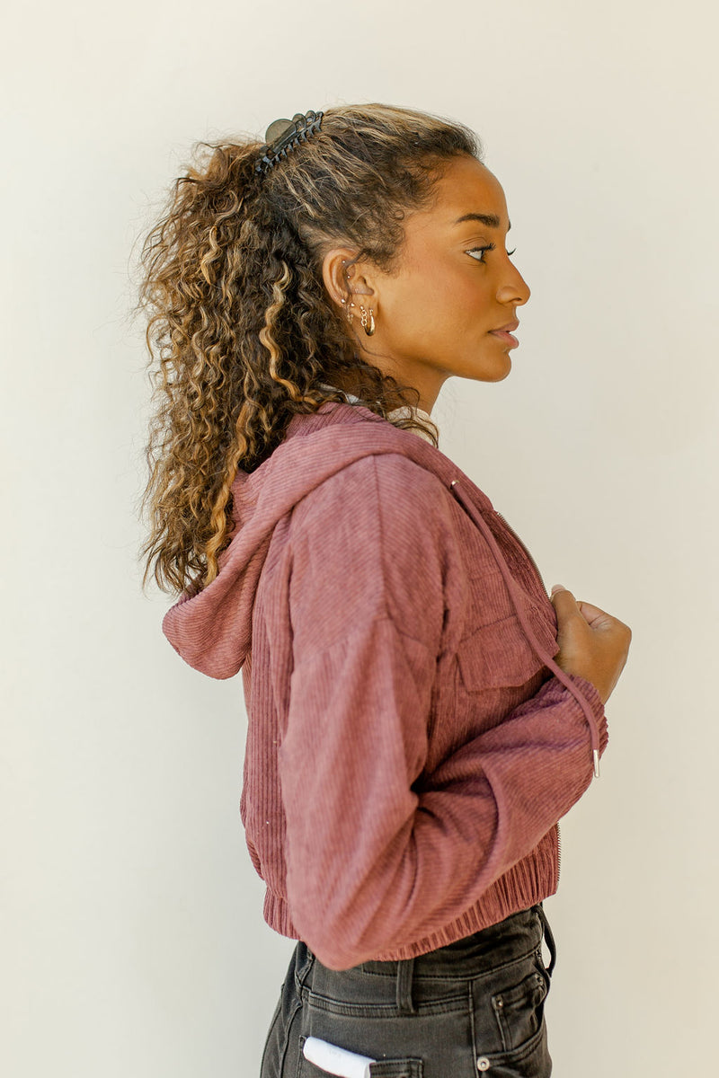 mode, cord zip hoodie