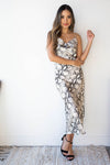 mode, pretty in python midi dress