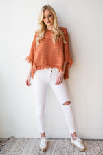 mode, fringed pullover poncho