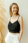 mode, smocked waist cami