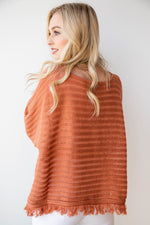 mode, fringed pullover poncho