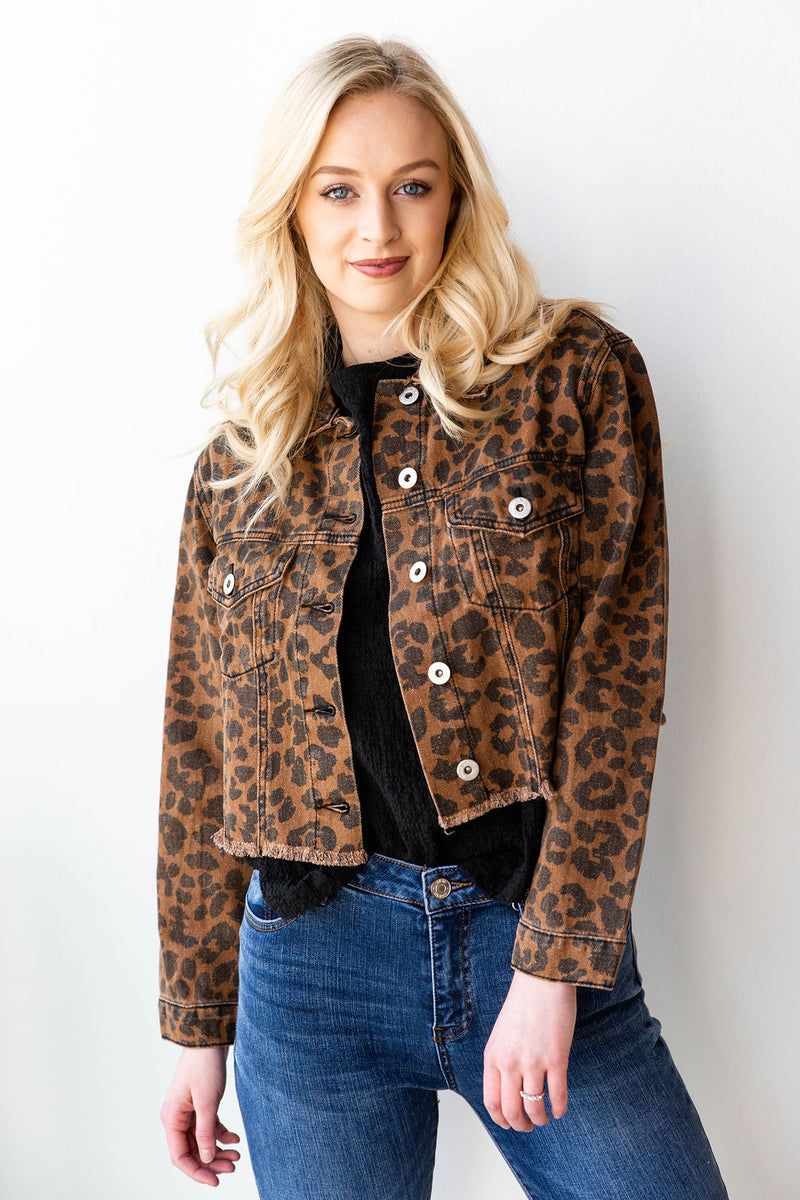 mode, majority wins raw hem denim jacket