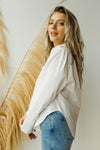 mode, woven button down shirt