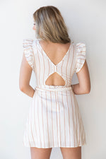 mode, petal stripes dress