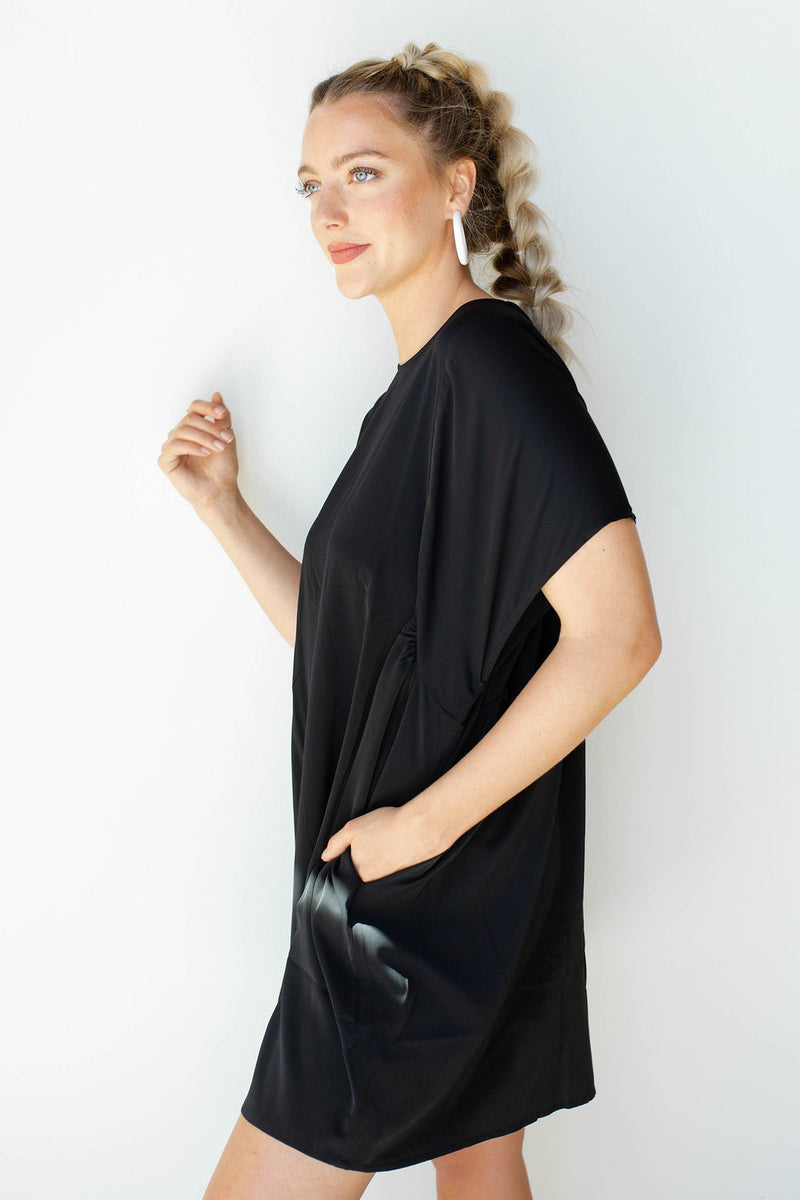 mode, drape dress