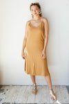 mode, friendly face long slit dress