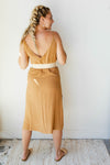 mode, friendly face long slit dress