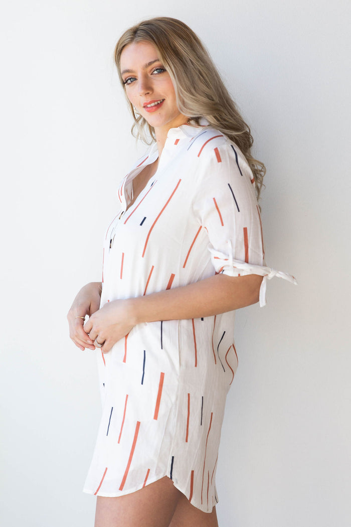 mode, tie sleeve shirt dress