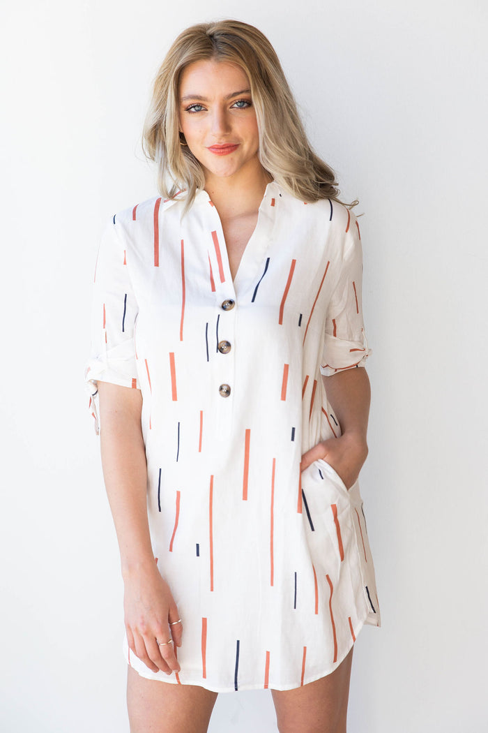 mode, tie sleeve shirt dress