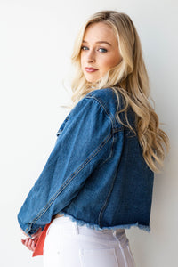 mode, weather change raw edge denim jacket