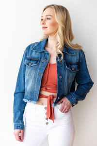 mode, weather change raw edge denim jacket