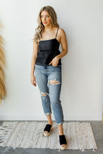 mode, sheer dot strappy top