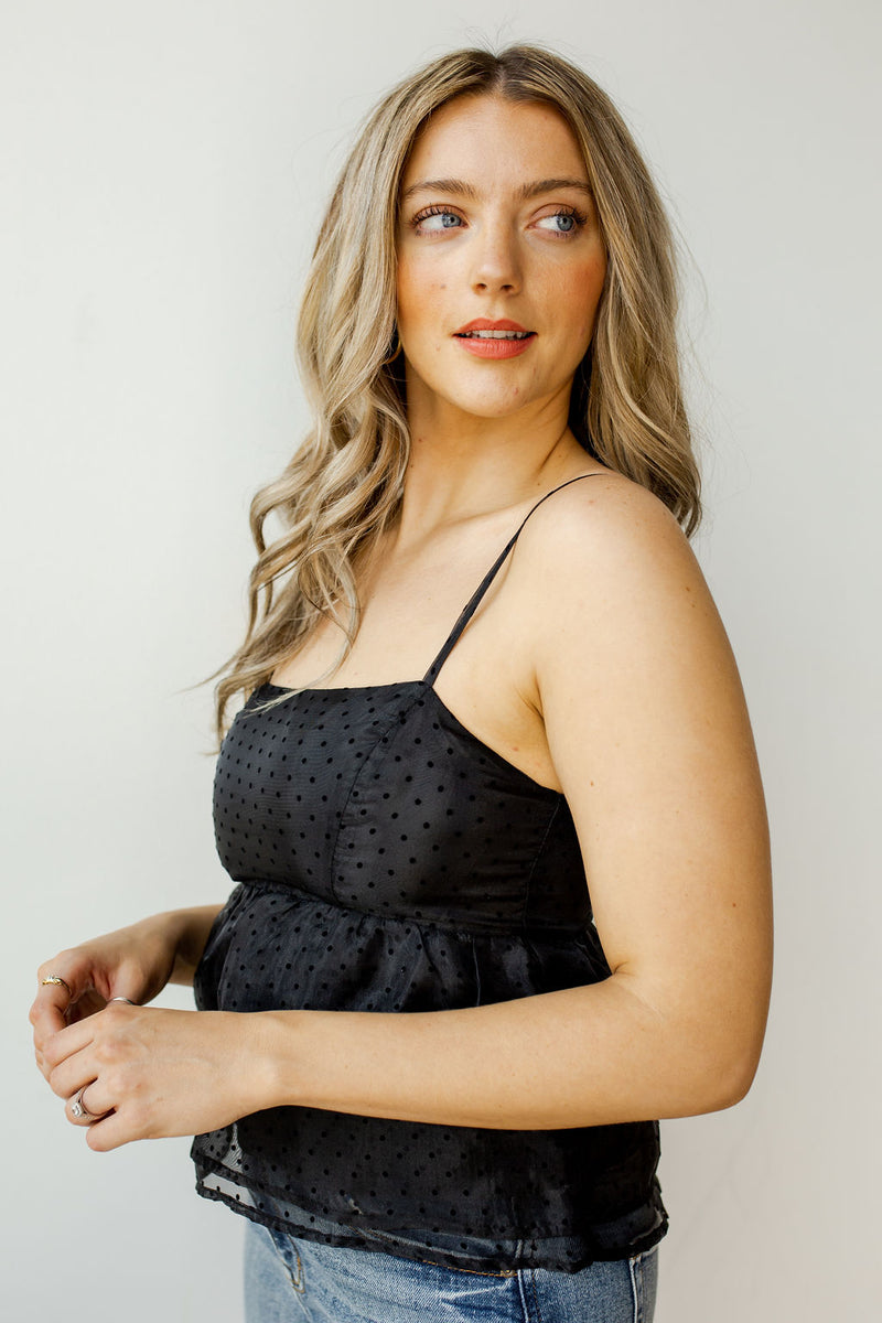 mode, sheer dot strappy top