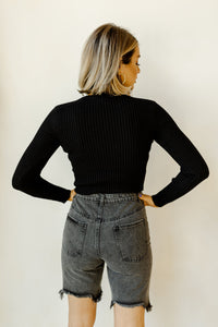 mode, want you back ribbed crop sweater