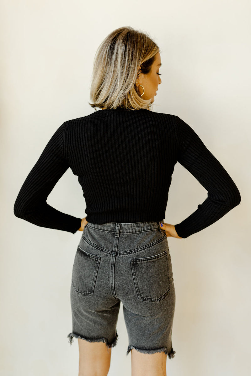 mode, want you back ribbed crop sweater