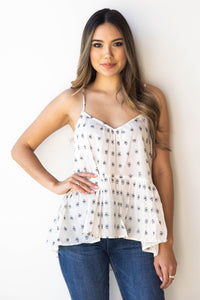 mode, dobby lace up tank + flounce hem