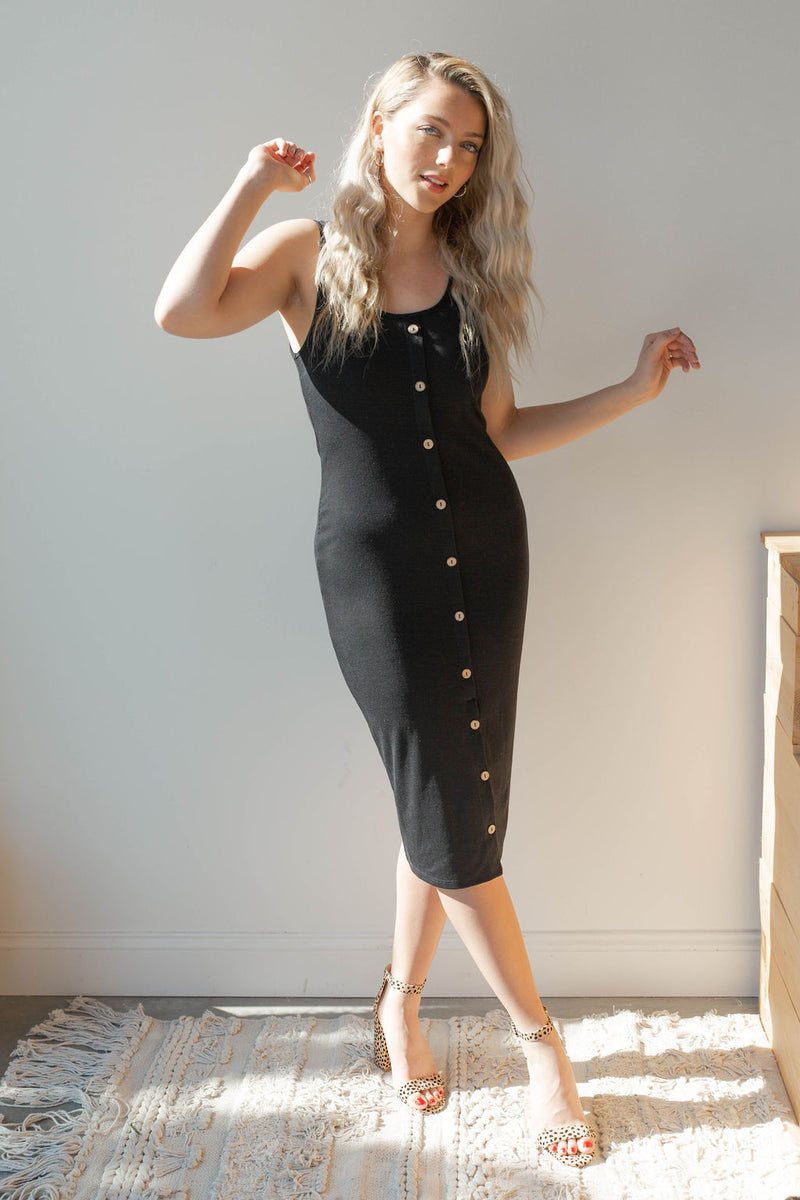 mode, ribbed fitted midi dress