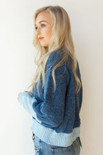 mode, color-block balloon sleeve sweater