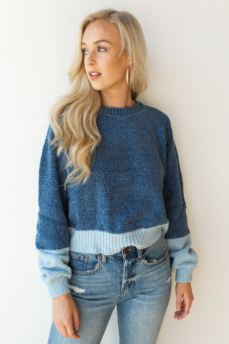 mode, color-block balloon sleeve sweater