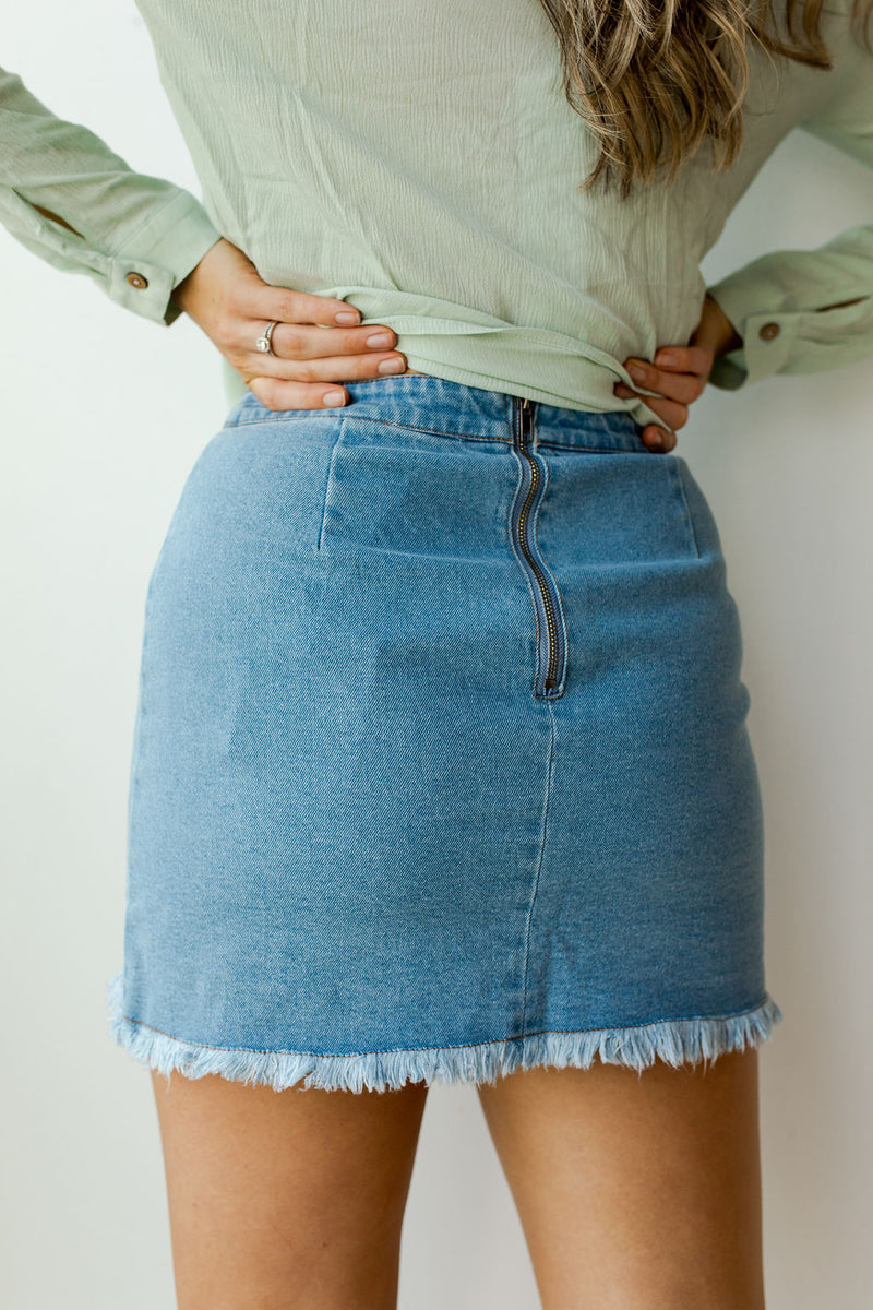 mode, walk the walk frayed edge skirt