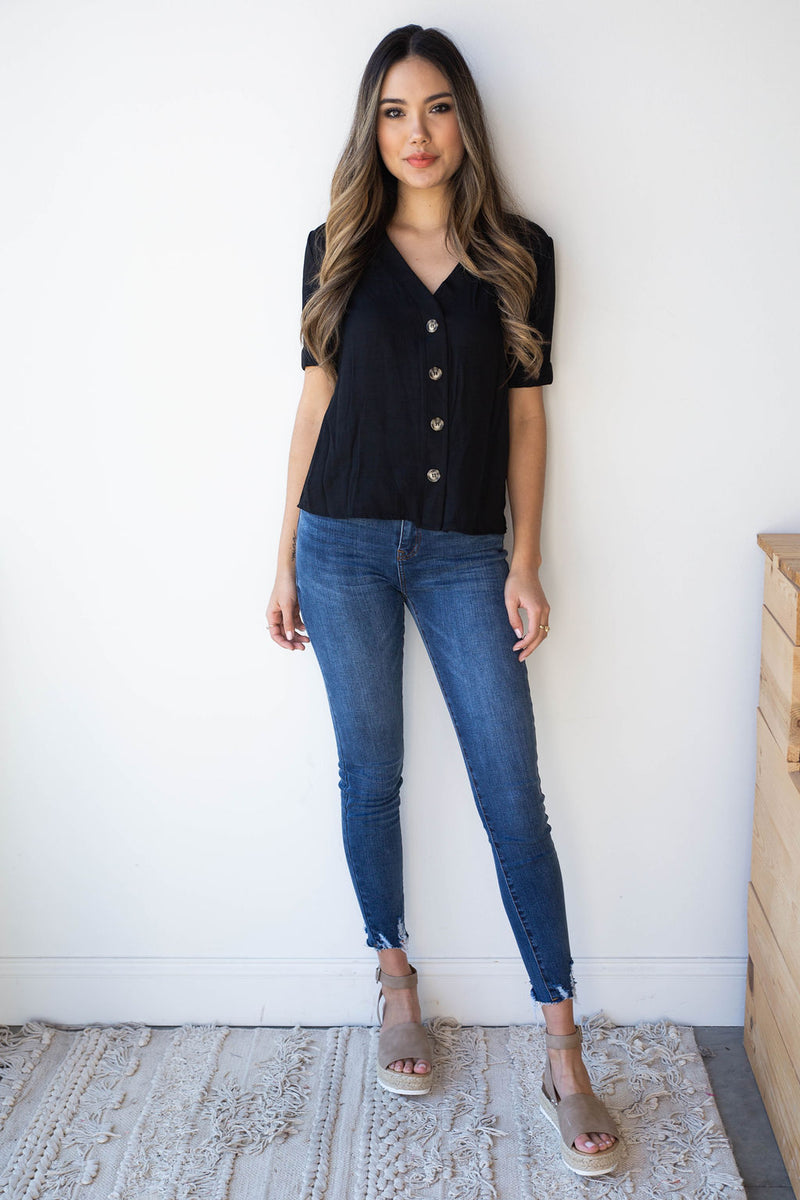 mode, linen button up boxy blouse