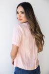 mode, linen button up boxy blouse