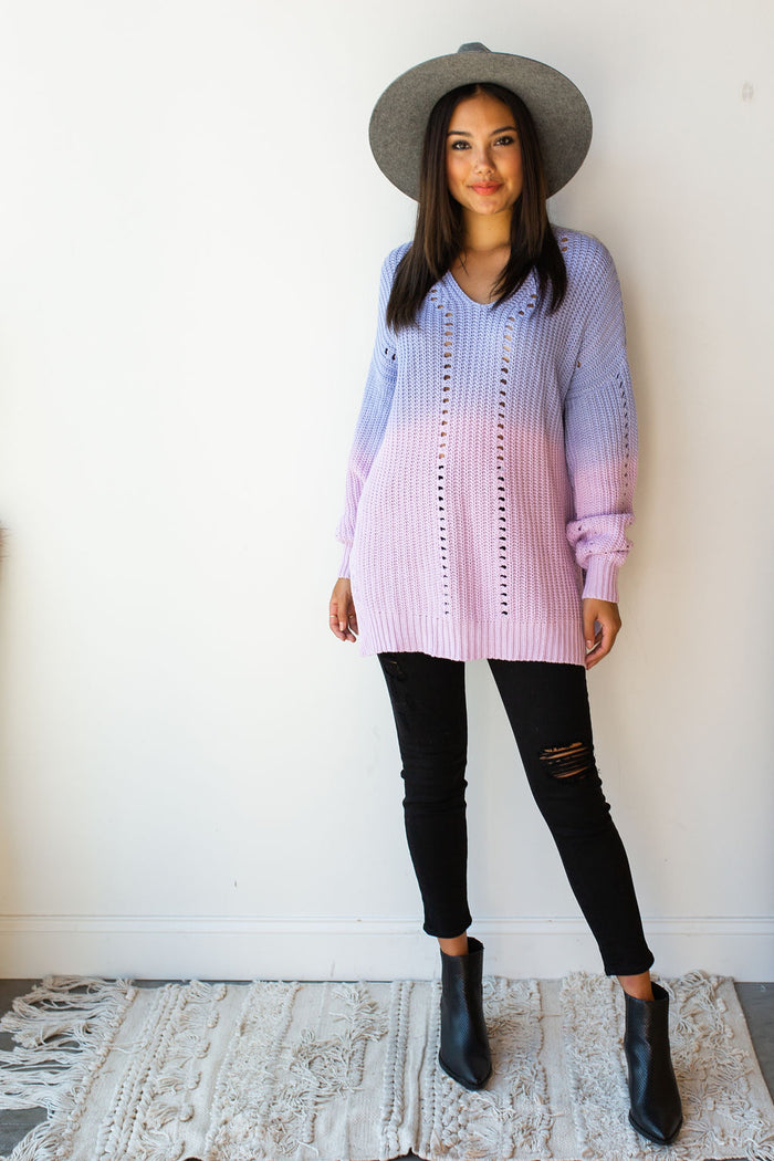 mode, color dip sweater
