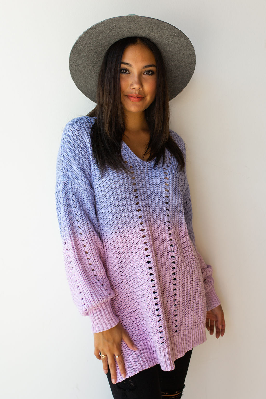 mode, color dip sweater