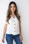 mode, linen button up boxy blouse
